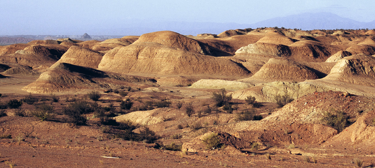arg06_129m-p.jpg - Argentine, Noroeste, janvier 2006 de Valle Fertil à Talampaya paysage entre Ishigalasto et Talampaya, au tomber du jour
