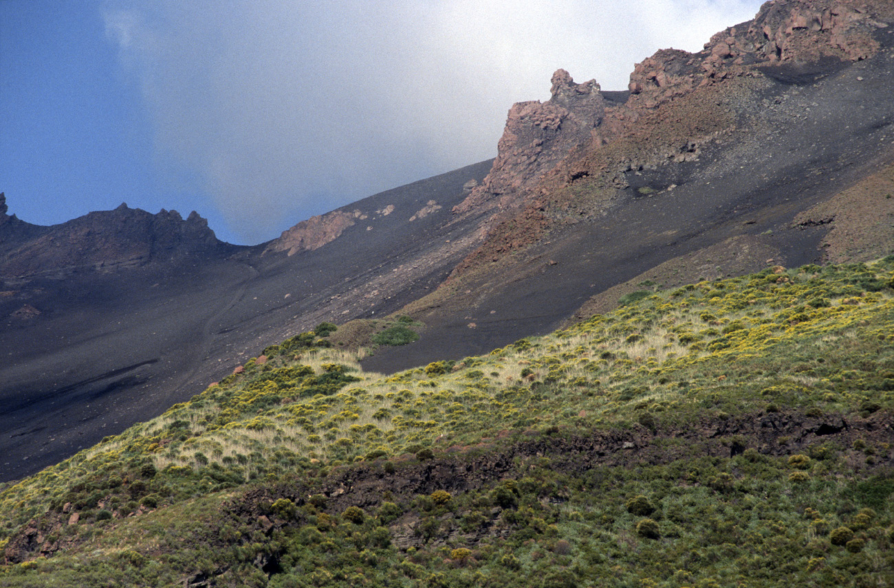 eol06_427.jpg - Italie, îles Eoliennes Stromboli le versant par lequel on redescend de nuit après le spectacle Fuji Provia 400 F