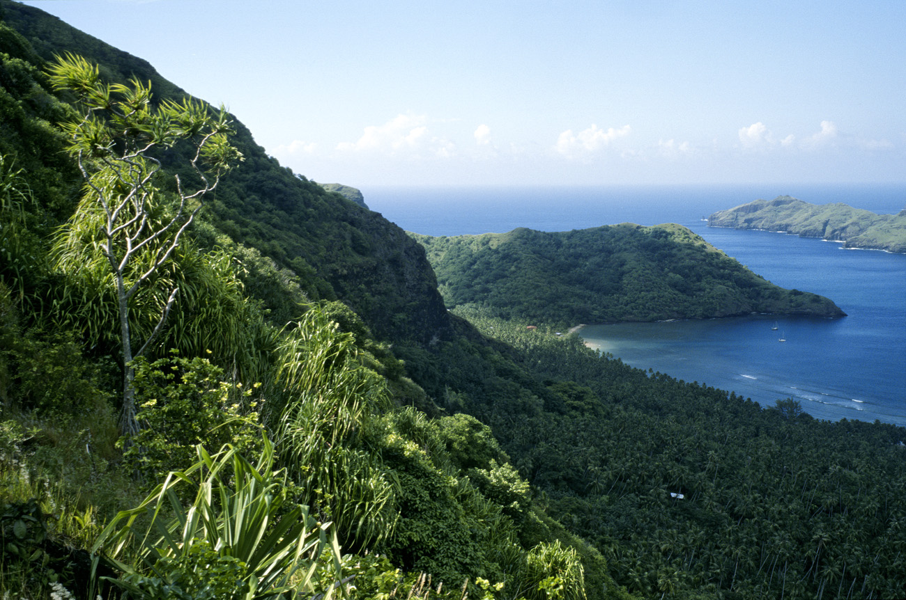 pol05_0676l.jpg - Iles Marquises, Nuku Hiva baie d'Anaho vue du col entre Anaho et Hatiheu